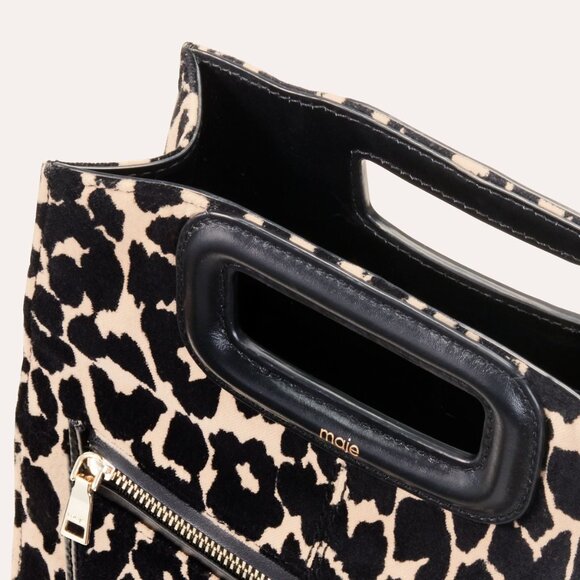 RARE 🔥- Maje Small Leopard Print Handbag Gold Chain Strap - Picture 3 of 9